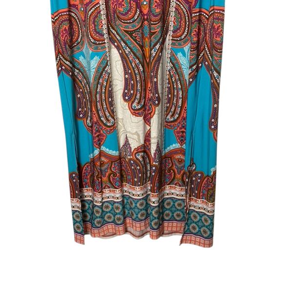 Chicos Bright Colorful Short Sleeve Side Slits Maxi Dress Women's Medium 8 - Picture 4 of 7